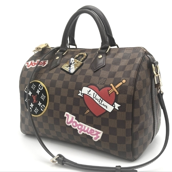 Louis Vuitton Handbags - Authentic Louis Vuitton Limited Edition Damier Ebene Patches Speedy Bandouliere